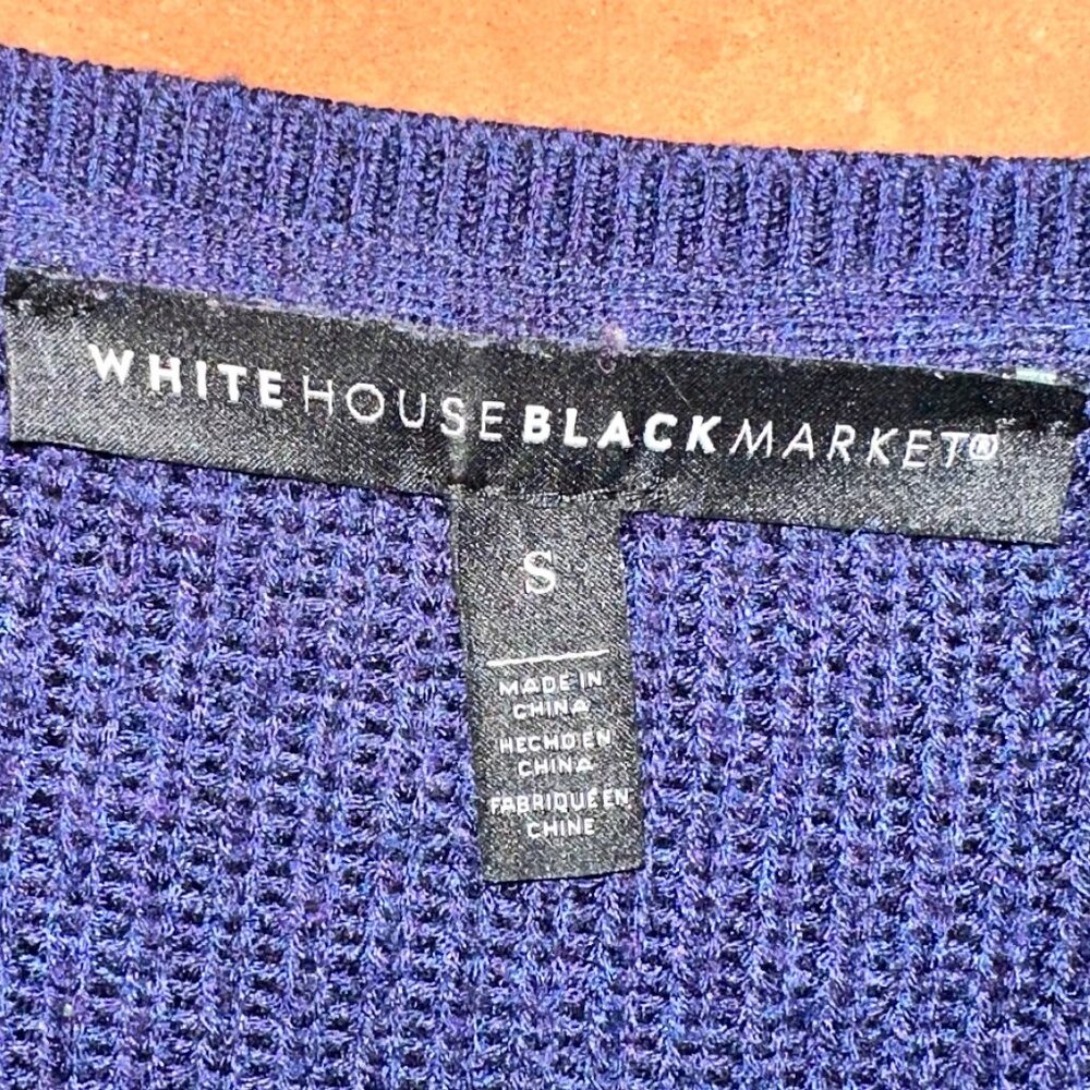 White House Black Market Blue V Neck Long Sleeve Sweater Dress Size Small - Picture 4 of 5